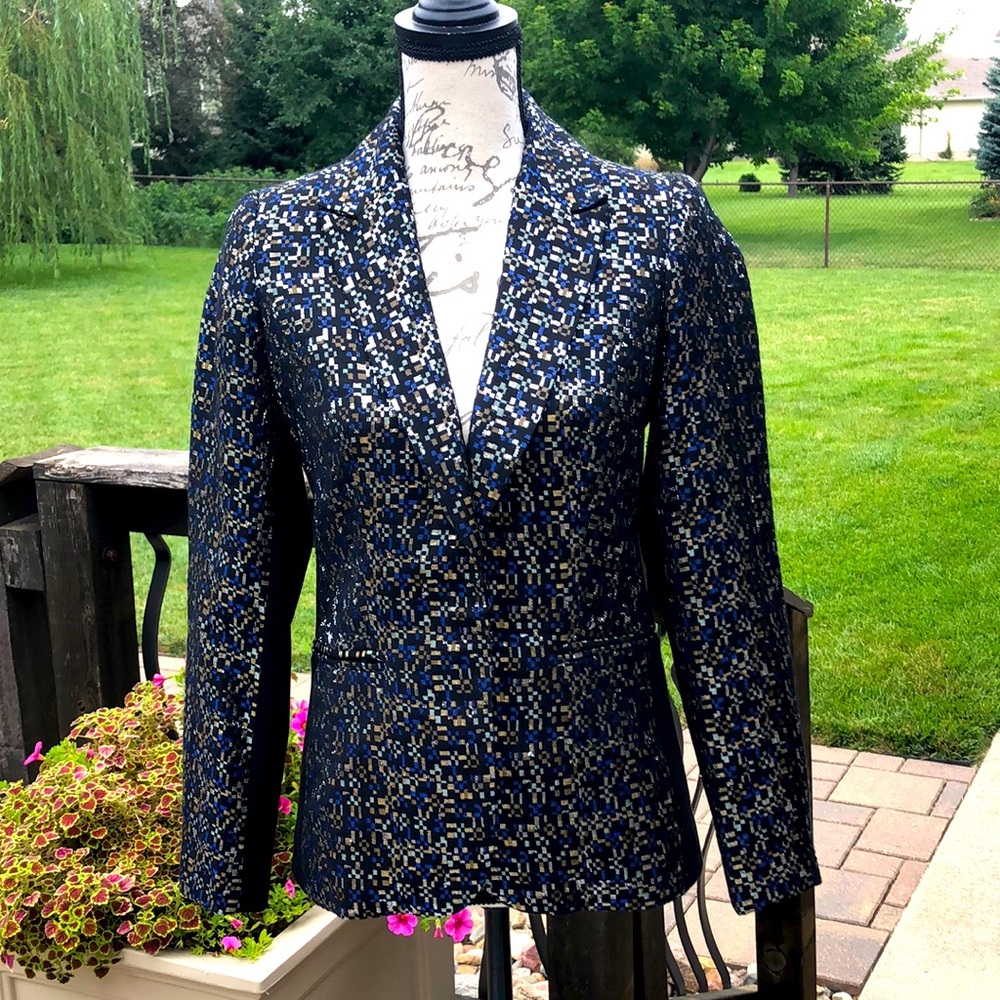 BADGLEY MISCHKA Holiday American Glamour Blazer Jacket Women’s Sz 4 Small Black